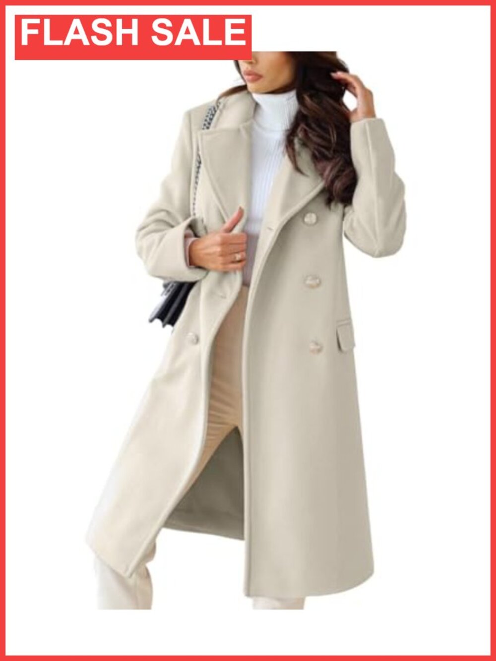 Women's Wool Blend Pea Coat Long Double Breasted Overcoat Winter Work